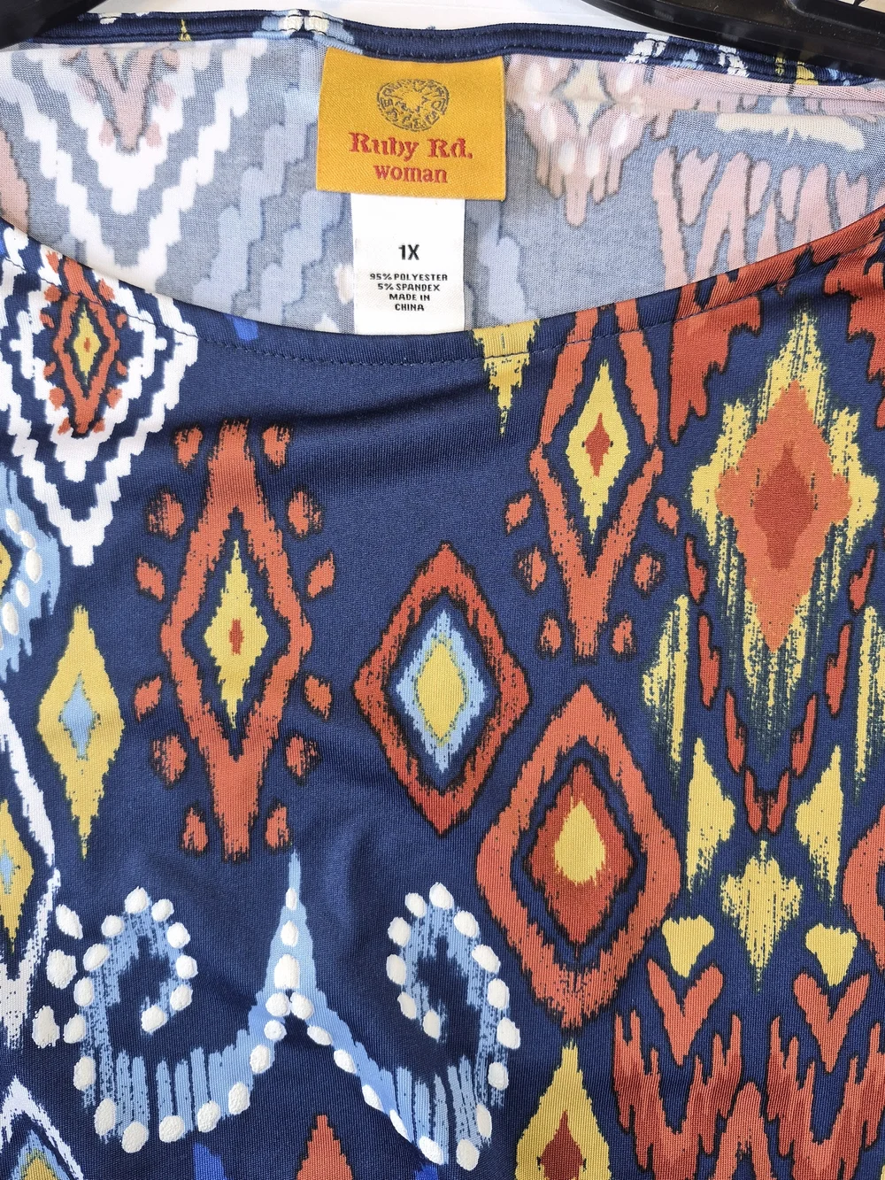 Ruby Rd. Navy Multicolor Geometric Knot-Front Tunic - Picture 4 of 4